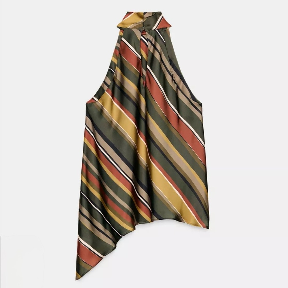 Striped Asymmetrical Halter Top